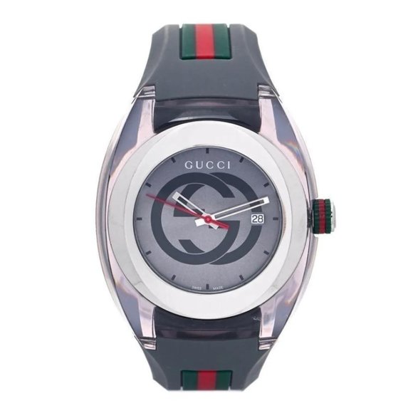 Gucci Silicon Stainless Steel 46mm Sync Quartz Watch Grey - Picture 1 of 12